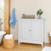 Mid Century Modern Double Door Storage Cabinet With Knobs - White - Image 7