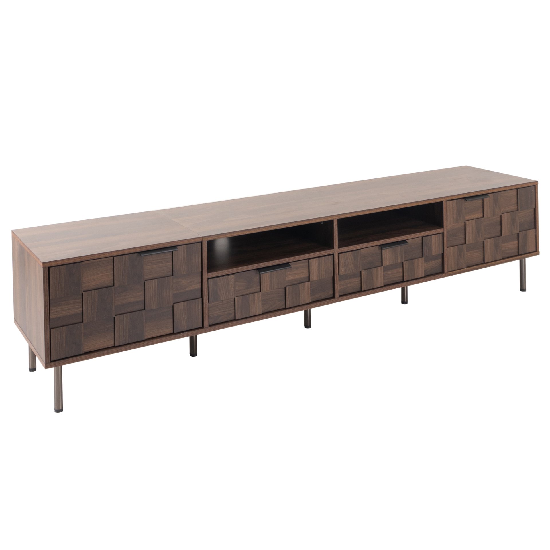 Mid Century TV Stand With 2 Drawers, Media Console Table For Tvs Up To 85'', Entertainment Center With Storage For Living Room - Dark Brown - Image 15