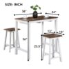 3 Pieces Counter Set Hanging Stool Easy To Clean For Small Space - Antique Dark Oak / Antique White - Image 9