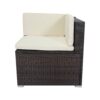 11 Piece Patio Wicker Conversation Set, 10 Seater Patio Sectional Set With 3 Storage Box Under Seat - Brown / White - Image 10