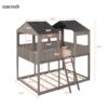 Full Over Full Bunk Bed With Roof, Window, Guardrail, Ladder - Antique Gray - Image 13