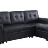 Lexi - Vegan Leather Modern Reversible Sleeper Sectional Sofa With Storage Chaise - Black - Image 10