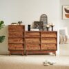 Vintage Style 4 Drawer Double Dresser With Bevel Design - Brown - Image 6