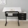 Adjustable Drafting Drawing Table With Stool And 3 Drawers - White / Black - Image 9