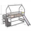 Twin Over Twin House Bunk Bed With Convertible Slide, Storage Staircase Can Be Placed Left Or Right - Gray - Image 3