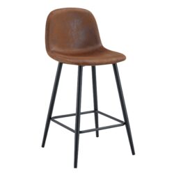 Techno Fabric Bar Chair Set 2 Pieces, Rounded Backrest - Brown / Black