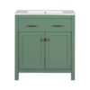 Bathroom Vanity With Ceramic Sink, Modern Single Bathroom Cabinet With 2 Doors And A Shelf, Soft Close Doors - Green - Image 14