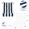 2 Piece High Back Chair Cushion Set Tufted Patio Or Rocking Chair Cushions For Garden Or Porch - Blue Stripe - Image 3