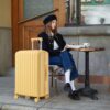 20" / 24" / 28" 3 Pieces / Set Spinner Wheel Luggage, Carry On Suitcase, With Cup Holder & USB Port & Phone Holder - Yellow - Image 2