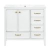 Vintage Style 36" Bathroom Vanity With Sink, Soft Closing Door, 4 Different Size Drawers Frame - White - Image 11