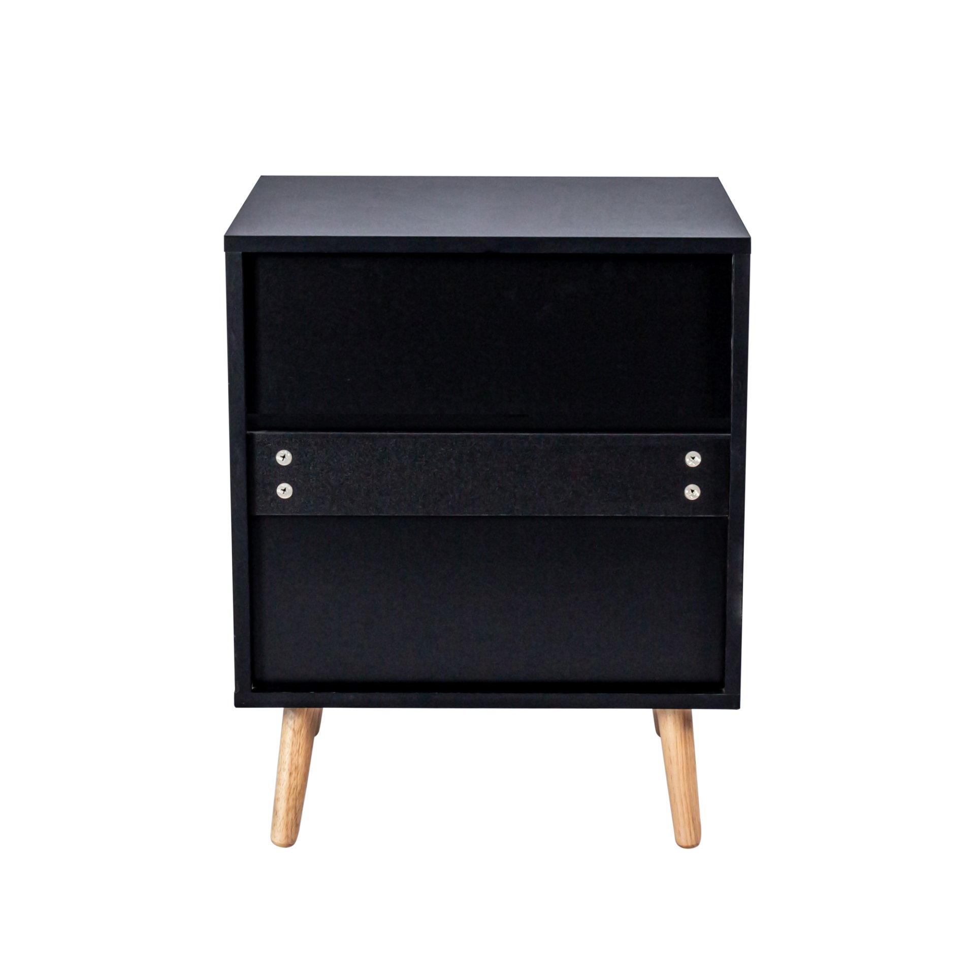 2 Drawer Rattan Nightstand For Bedroom And Living Room, End Table, Side Table With 2 Hand Made Rattan Decorated Drawers - Black - Image 9