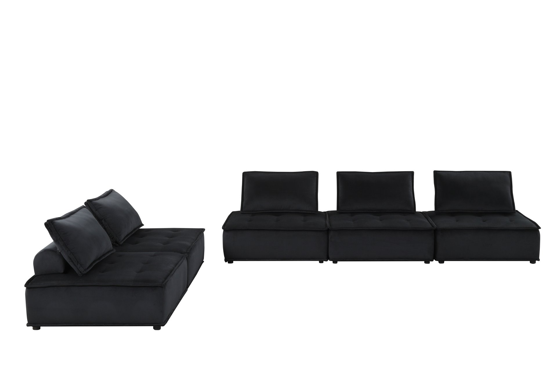 Anna - Velvet 5 Piece Sectional Sofa - Black - Image 7