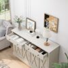 Vintage Sideboard With 2 Drawers And Four Doors For Living Room, Bedroom, And Kitchen, Room Storage Cabinet, Vintage - White - Image 6
