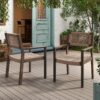 Outdoor Dining Chair (Set of 2), Patio Chairs - Gray / Light Brown - Image 2