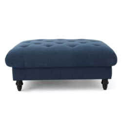 Madrid - Tufted Ottoman Footrest And Coffee Table Stand - Navy Blue