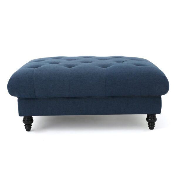 Madrid - Tufted Ottoman Footrest And Coffee Table Stand - Navy Blue