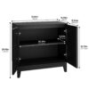 Vintage Carved Buffet Cabinet With Adjustable Shelves, Wooden Decorative Sideboard - Black - Image 3