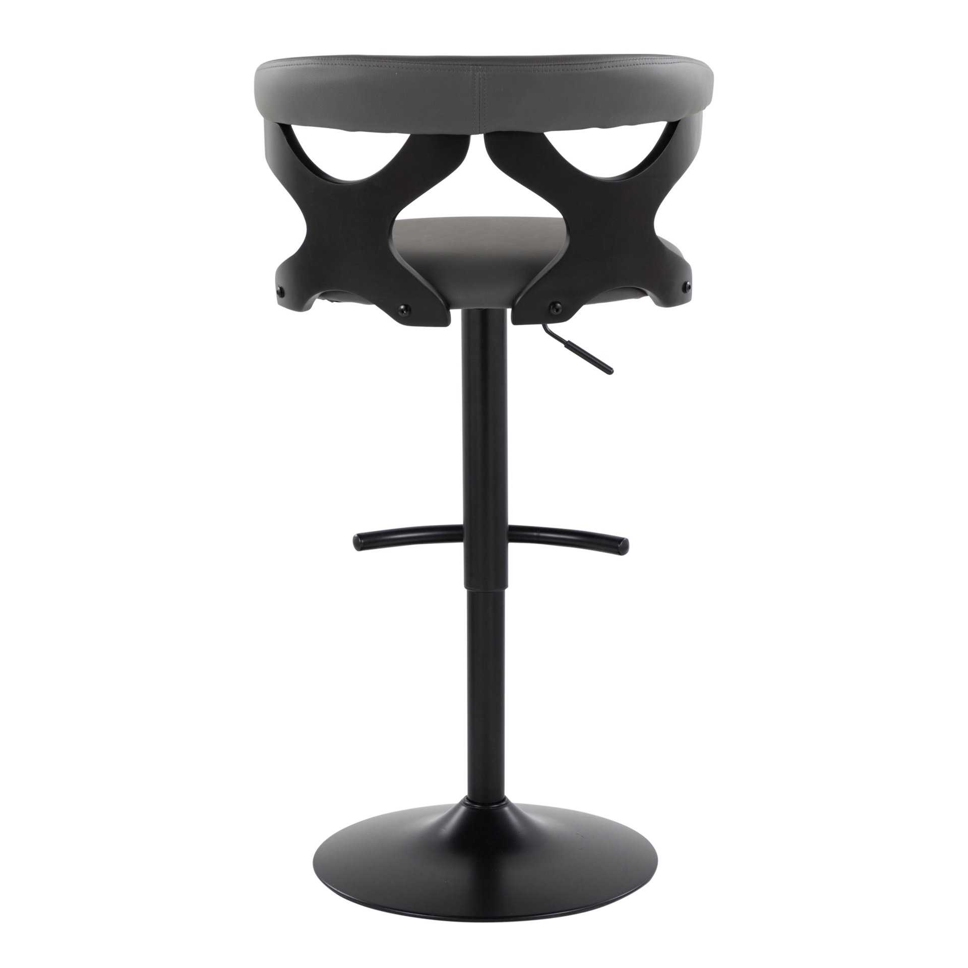 Gardenia - Contemporary Adjustable Barstool With Swivel With Rounded T Footrest (Set of 2) - Black / Gray - Image 5