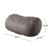 Flora - Traditional 6.5 Foot Suede Bean Bag - Charcoal - Image 3