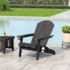 Zenithia - Outdoor Foldable Adirondack Chair With 2 Cup Holders - Dark Gray - Image 4