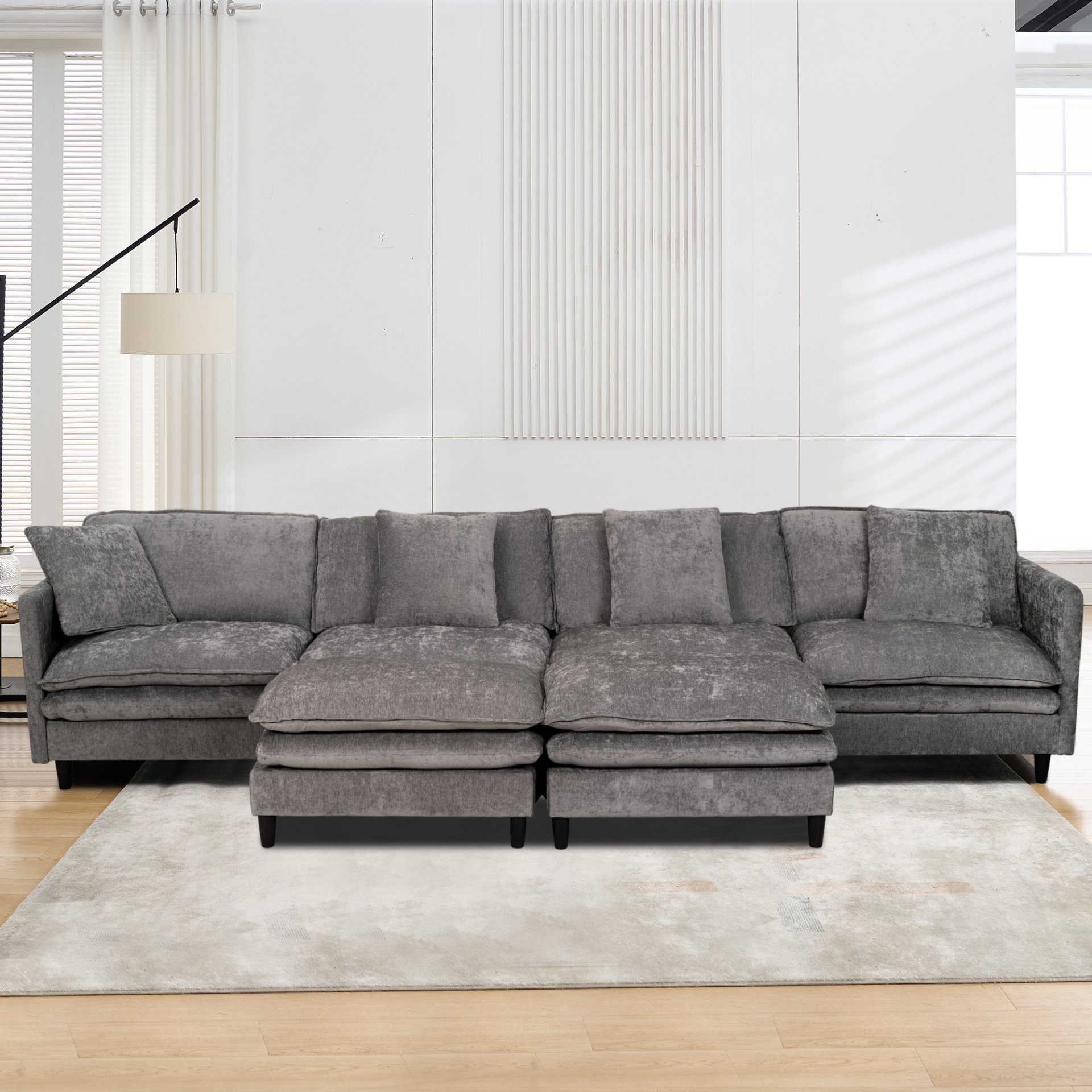 Modular U Shaped Sofa, With Adjustable Layout For Comfort And Durability - Gray - Image 6