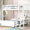 Full Over Full Bunk Bed With Desk - White - Image 14