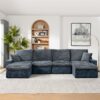 Modern Modular U Shaped Cloud Sectional Couch With Deep Seat And Comfy Chaise - Blue - Image 2