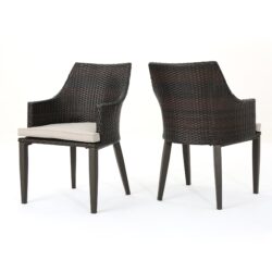 Hillhurst - Stylish Outdoor Chair Set With Cushions Rattan And Metal - Brown