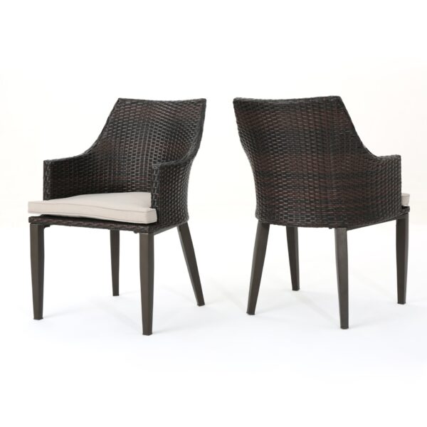 Hillhurst - Stylish Outdoor Chair Set With Cushions Rattan And Metal - Brown
