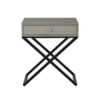 Koda - Wooden End Side Table Nightstand With Glass Top, Drawer And Metal Cross Base - Taupe - Image 2