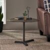 Industrial Style Elliptical Side Table With Aluminum Frame - Bronze - Image 6