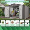 Large Metal Garden Shed With Double Door And Windows Waterproof Tool Shed - Gray - Image 7