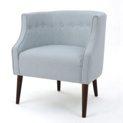 Elegant Upholstered Club Chair With Button Tufting - Light Blue