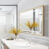 LED Bathroom Beveled Mirror, 3000 - 6000K Gradient Front And Backlit LED Mirror For Bathroom, 3 Colors Dimmable, Ip54 Enhanced Anti - Fog, Hanging Plates Wall Mount Lighted Mirror - Gold - Image 6