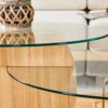 Modern Light Grain Double Layer Coffee Table Versatile Design, And Reinforced Glass, Oval Countertop - Transparent / Wood - Image 7