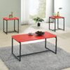 GT - 3 Piece Carbon Fiber Wrap Coffee Table And End Table (Set of 3) - Red - Image 4