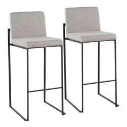 Fuji - Contemporary High Back Barstool (Set of 2) - Black / Gray