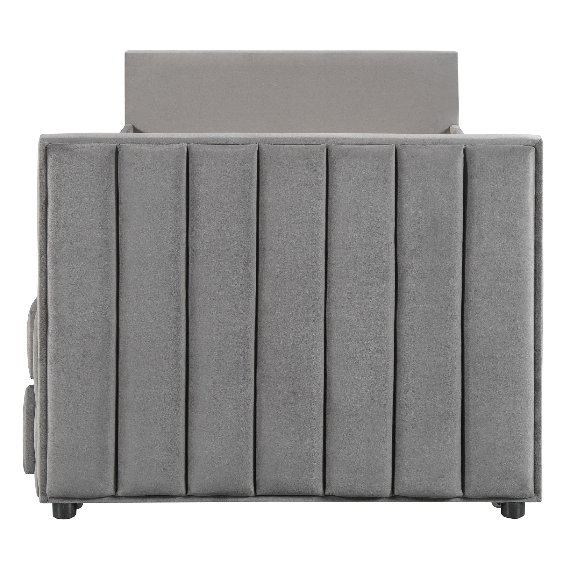 Twin Size Upholstered Daybed With Twin Size Trundle And Drawers - Gray - Image 15