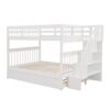 Full Over Full Stairway Bunk Bed With Twin Size Trundle, Storage And Guard Rail For Bedroom - White - Image 3