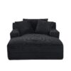 Cloudline - Oversized Chaise Lounge Chair In Soft Corduroy, Modern Comfy Couch With Full Foam Cushioning, Cozy Sleeper Sofabed For Living Room - Black - Image 2