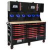 Wall Mounted Double Door Storage Cabinet With Tool Rack And Hooks, Stainless Steel - Black / Red - Image 7
