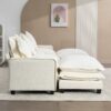 Chenille Upholstered Sectional Sofa With Removable Ottoman, USB Ports, Cup Holders, And Storage - Beige - Image 9