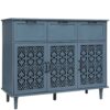 3 Door 3 Drawer Cabinet, American Furniture, Suitable For Bedroom, Living Room, Study - Blue - Image 8