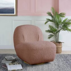Yedaid - Sherpa Accent Chair With Swivel - Pink