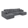 Modern Minimalist Style U Shape Modular Sectional Sofa Sleeper - Gray - Image 10