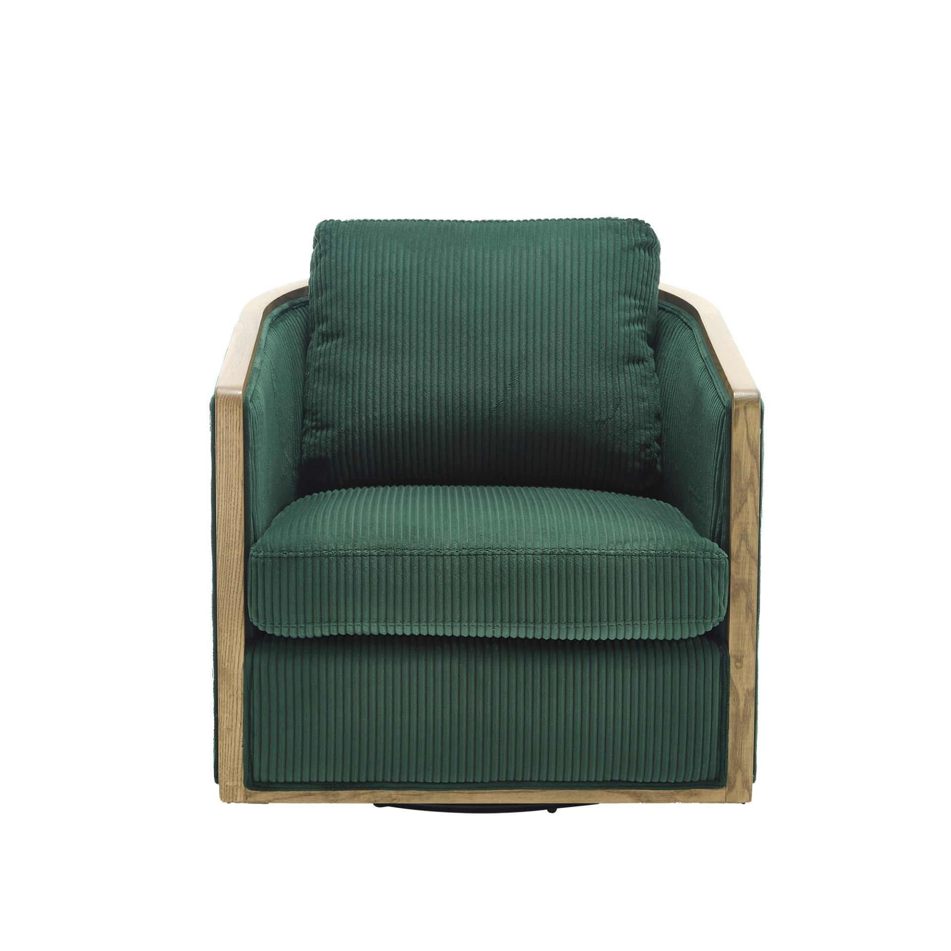 Corduroy Swivel Barrel Chair, Comfortable Accent Sofa Chair With 360 Degree Swivel For Living Room - Emerald - Image 15