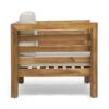 Outdoor Club Chair, Acacia Wood Patio Chair With Fabric Cushion For Backyard, Poolside - Teak / Beige - Image 8