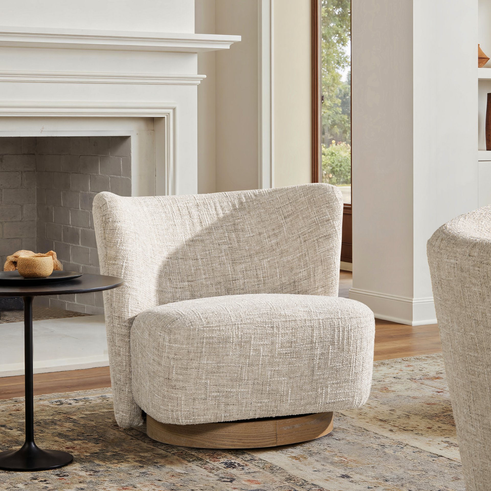 Miranda - Armless Swivel Accent Chair - Natural Gray - Image 3
