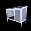 Two Tier Wooden Rabbit Cage Outdoor Indoor For Small Animals With Runway And Leak-Proof Plastic Tray - Gray - Image 5