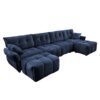 Stylish 4 Seater Sofa Set With Ottomans Frame - Premium Blue - Image 17